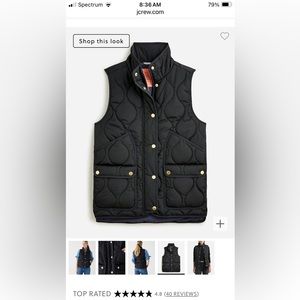 Black J.Crew Puffer Vest— Black, Size Small, New with Tags